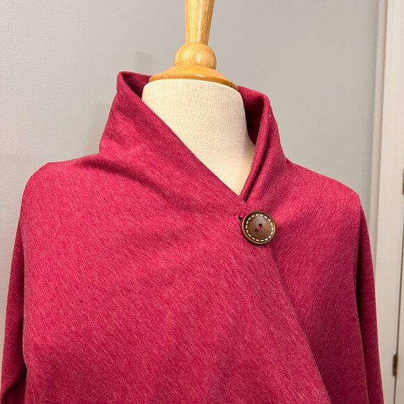 Bobeau Asymmetrical One Button Wrap Cardigan Pink Sz S - Picture 3 of 9